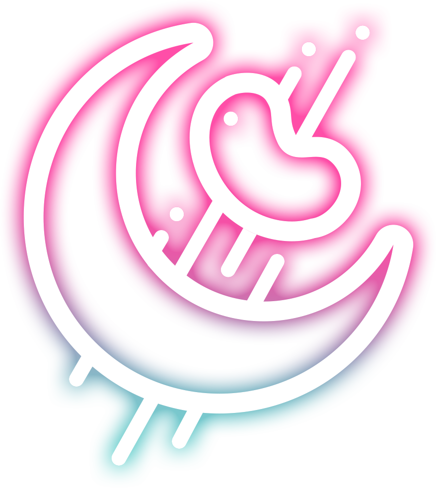 Moonbeans logo — a bean riding a crescent moon